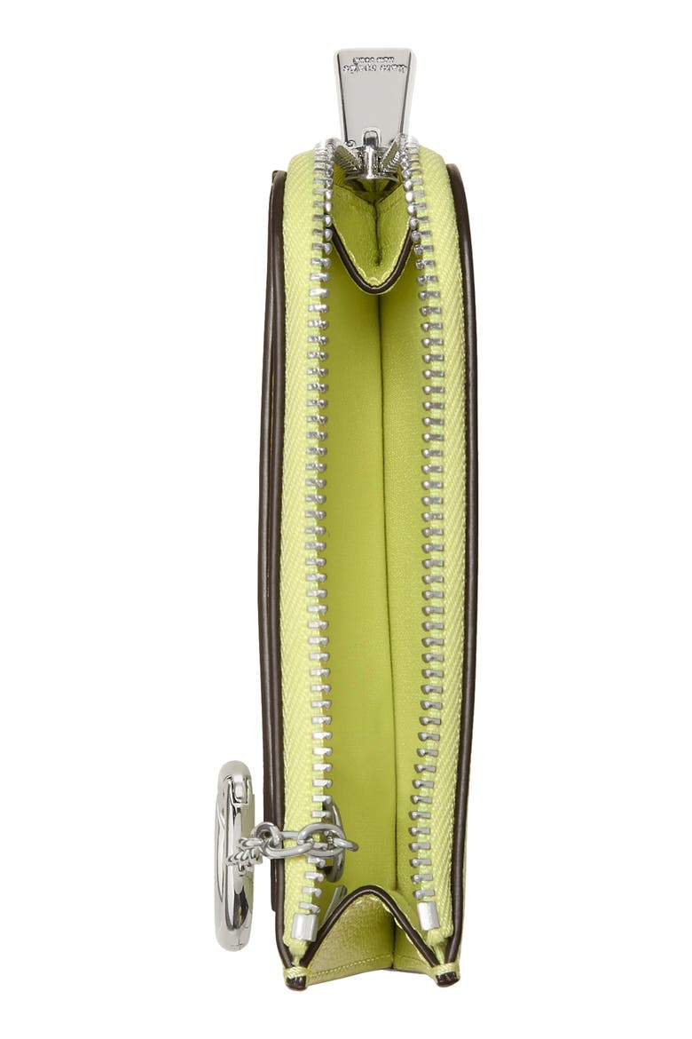 mini smooth leather zip card case, Alternate, color, BOSC PEAR
