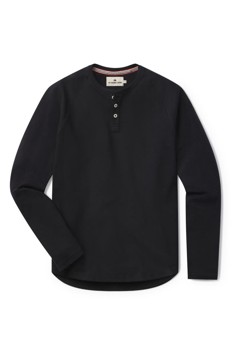 The Normal Brand Puremeso Two Button Henley, Alternate, color, Black