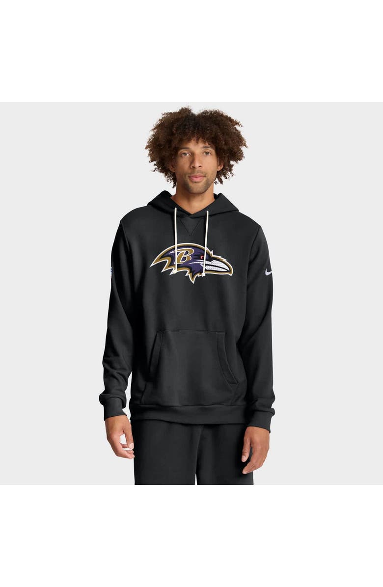 Nike Men's Nike Black Baltimore Ravens Sideline Standard Issue Initial Home Dri-FIT Hoodie, Alternate, color, Black