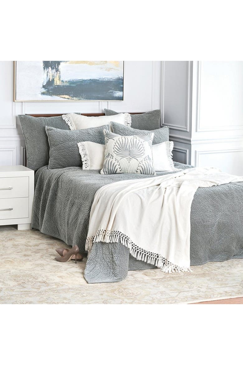 Vela Silver Moss Grey Cotton Standard Sham 20" x 26", Alternate, color, Silver