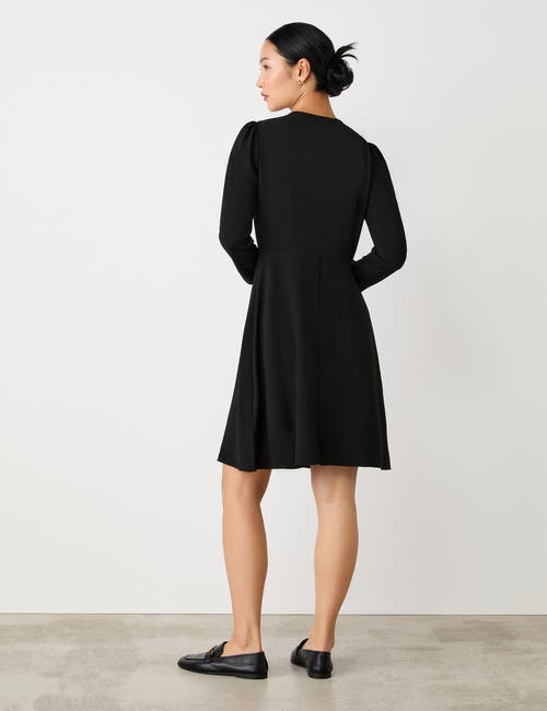 Finery London Evie Long Sleeve Crepe Short Dress In Black
