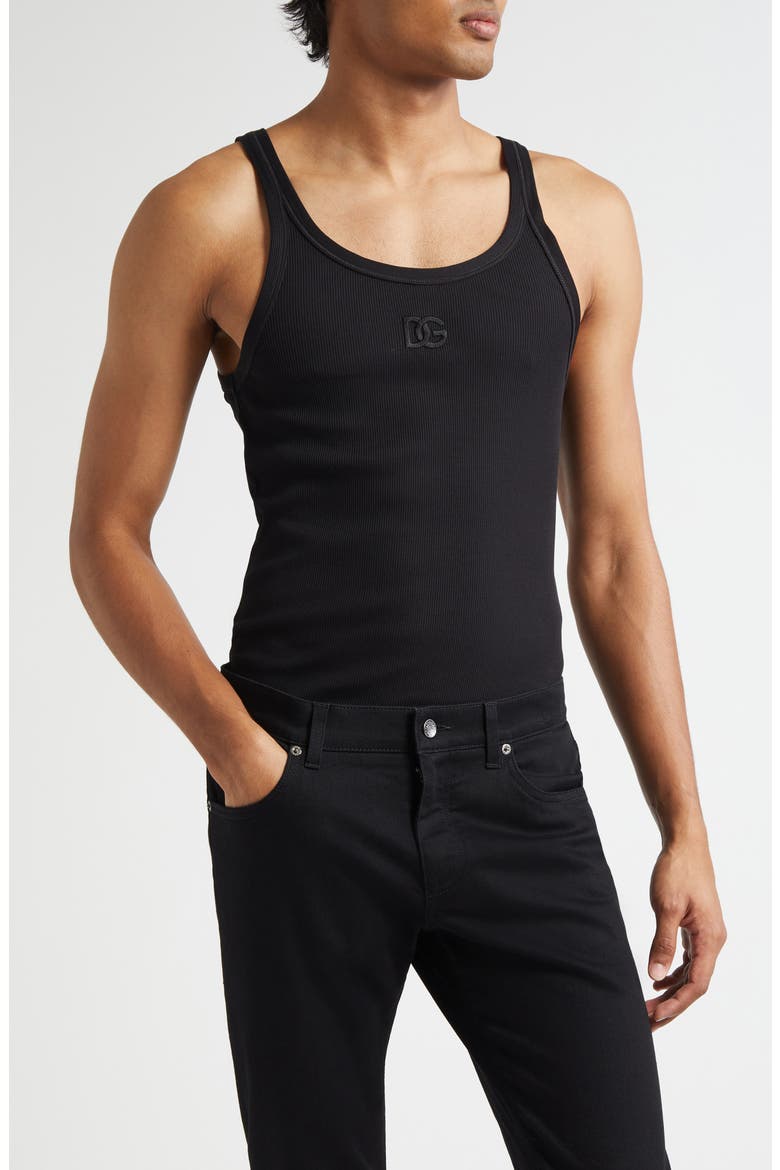 Embroidered Logo Rib Tank, Main, color, N0000 NERO