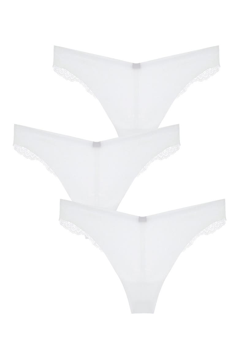 Allegra Jolie 3-Pack Thong, Main, color, BLANC