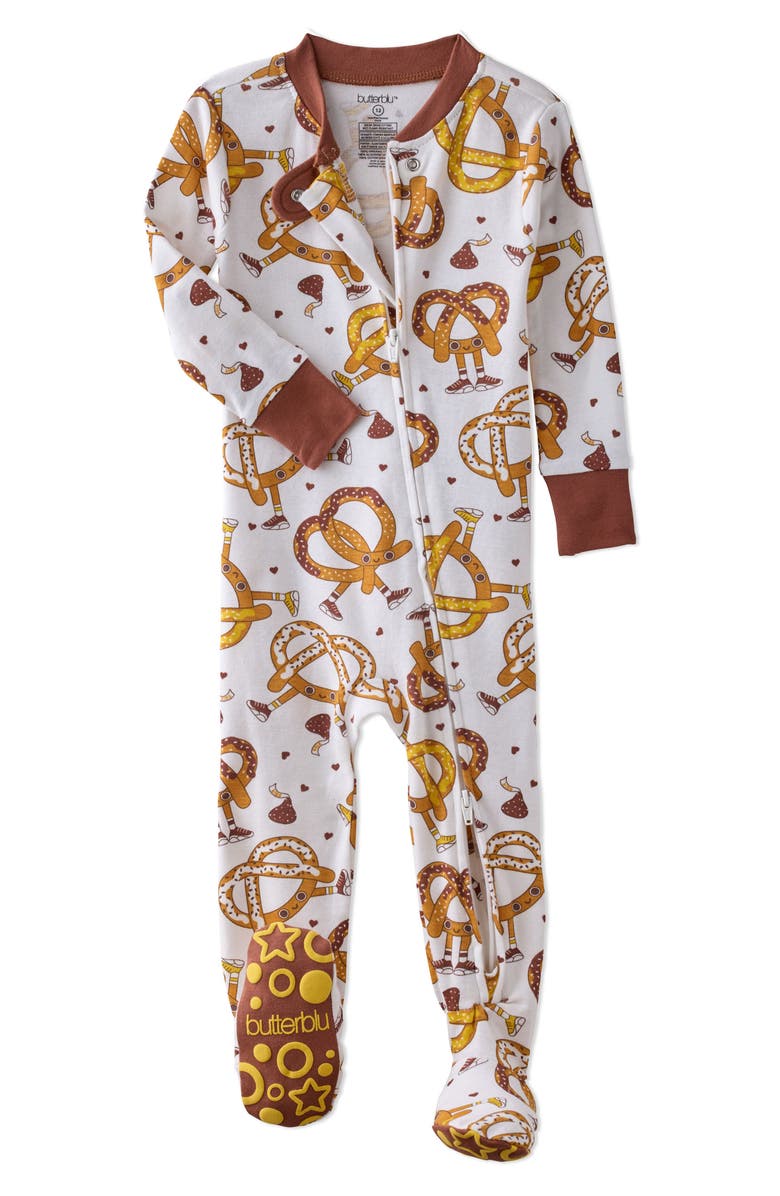 BUTTERBLU Cruz One-Piece Fitted Organic Cotton Footie Pajamas, Alternate, color,