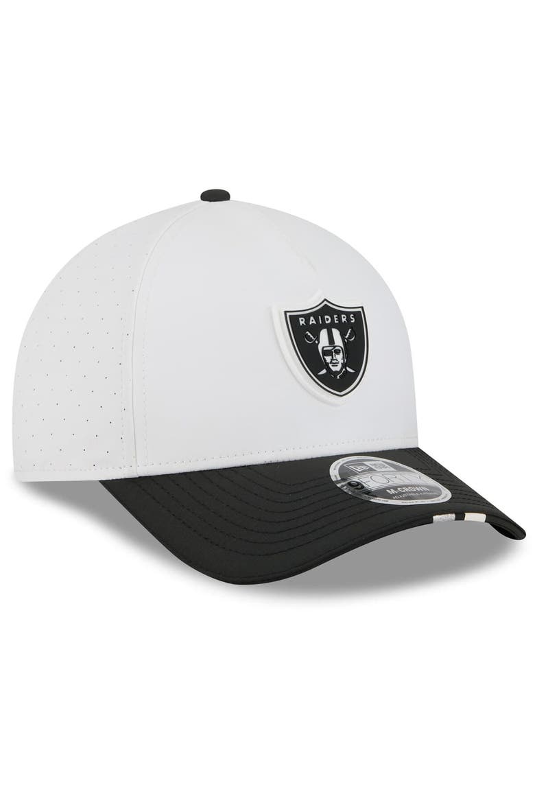 Men's New Era  White/Black Las Vegas Raiders 2025 NFL Training Camp A-Frame 9FORTY Adjustable Hat, Alternate, color, White