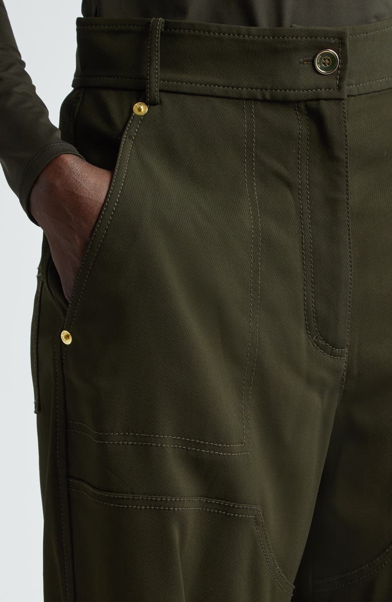 ST. JOHN Stretch Twill Tapered Ankle Pants, Alternate, color, Cypr Cypress