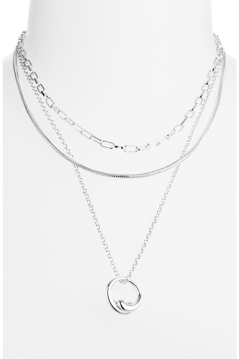 Layered Chain Necklace, Alternate, color, SILVER