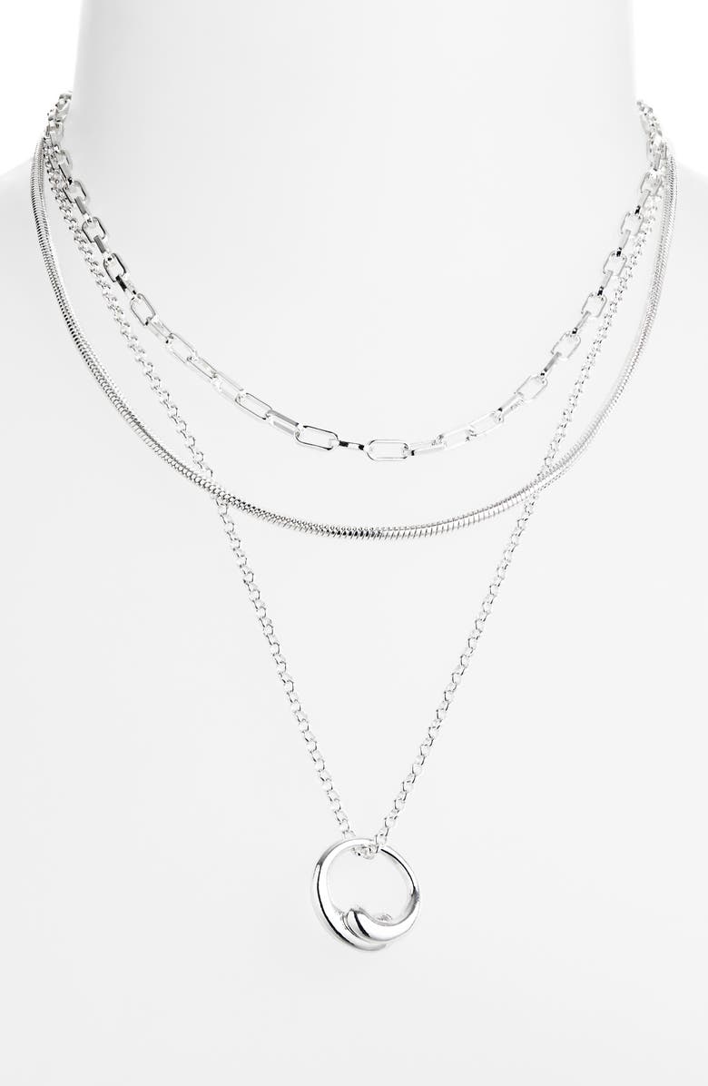 NORDSTROM RACK Layered Chain Necklace, Alternate, color, Silver