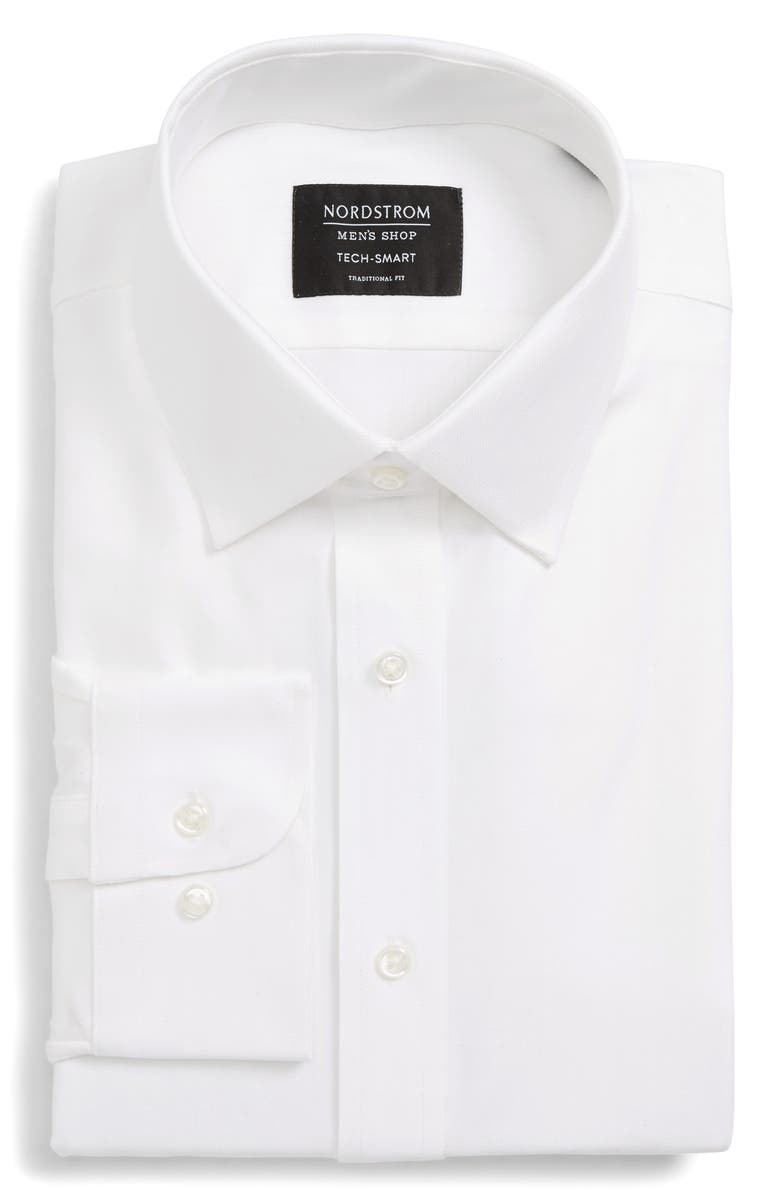 Nordstrom Tech-Smart Traditional Fit Stretch Herringbone Dress Shirt, Alternate, color, 