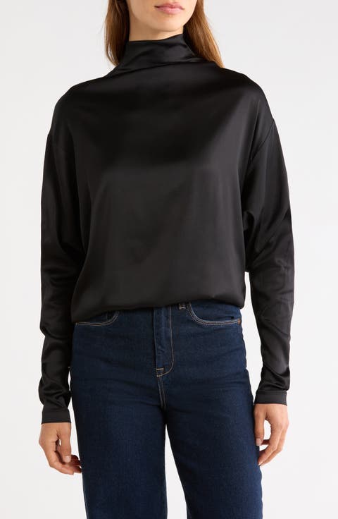 Bryony Satin Mock Neck Top
