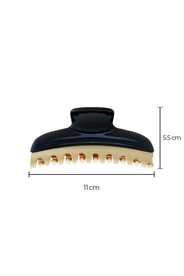Large Colored Two Tone Claw Clip, Alternate, color, Black