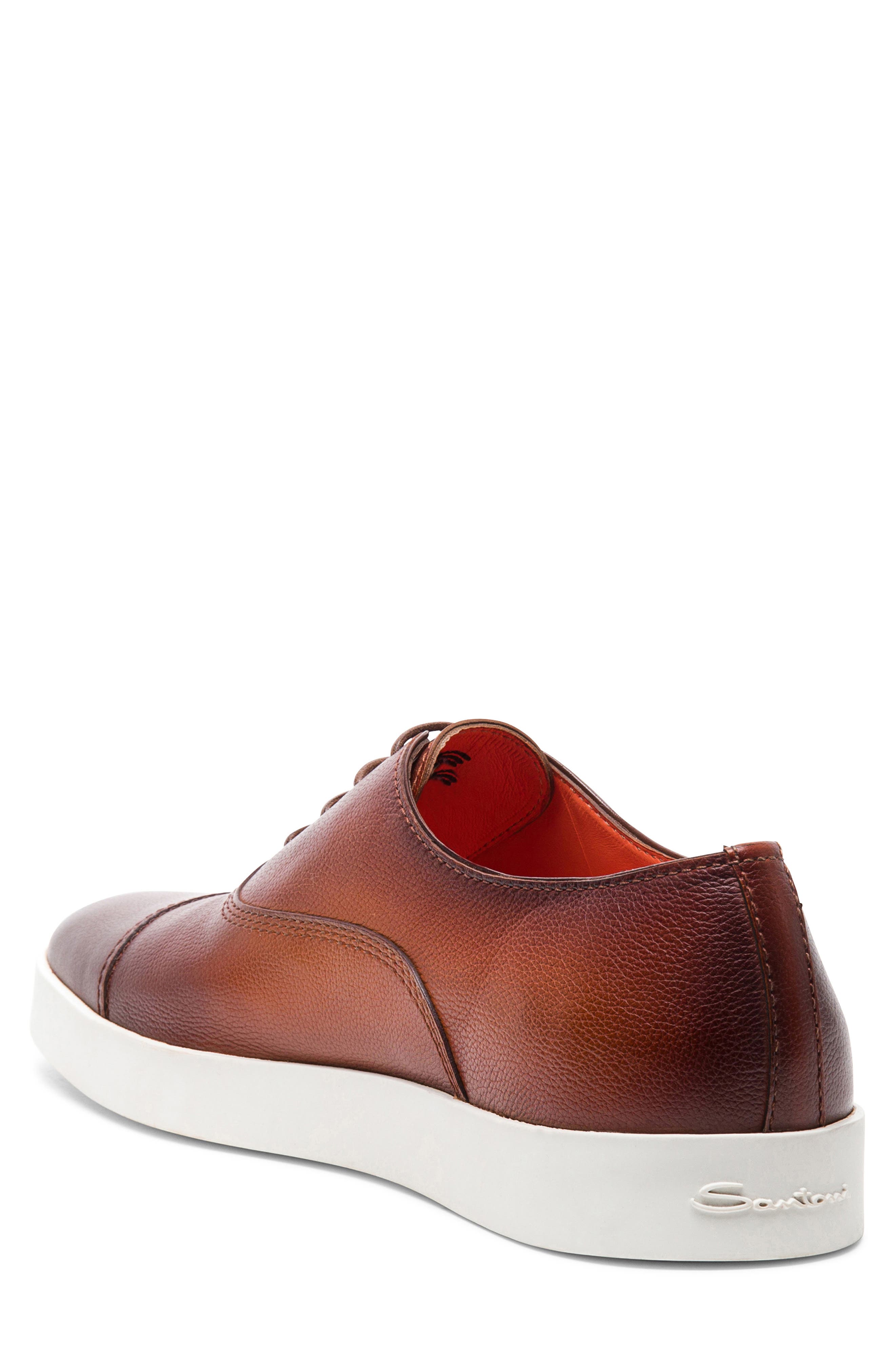 Santoni Behemoth Leather Sneaker, Alternate, color, Brown