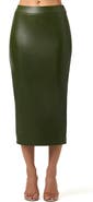 Naked Wardrobe Faux Leather Pencil Midi Skirt