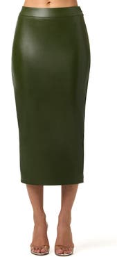 Naked Wardrobe Faux Leather Pencil Midi Skirt
