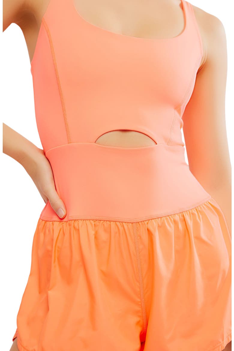 FP Movement Righteous Runsie Romper, Alternate, color, NEON CORAL