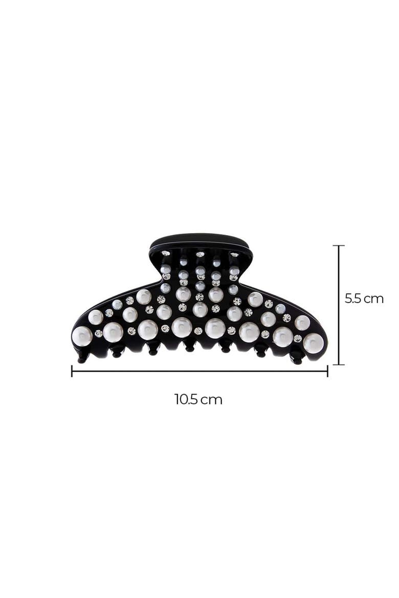 Pearl & Rhinestone Claw Clip, Alternate, color, Black