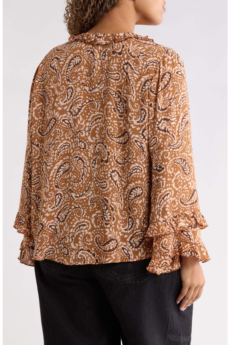Ruffle Print Top, Alternate, color, PECAN MULTI