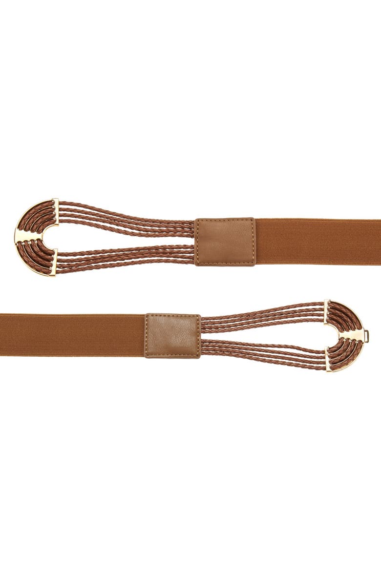 Symmetrical Buckle Waist Belt, Alternate, color, Brown