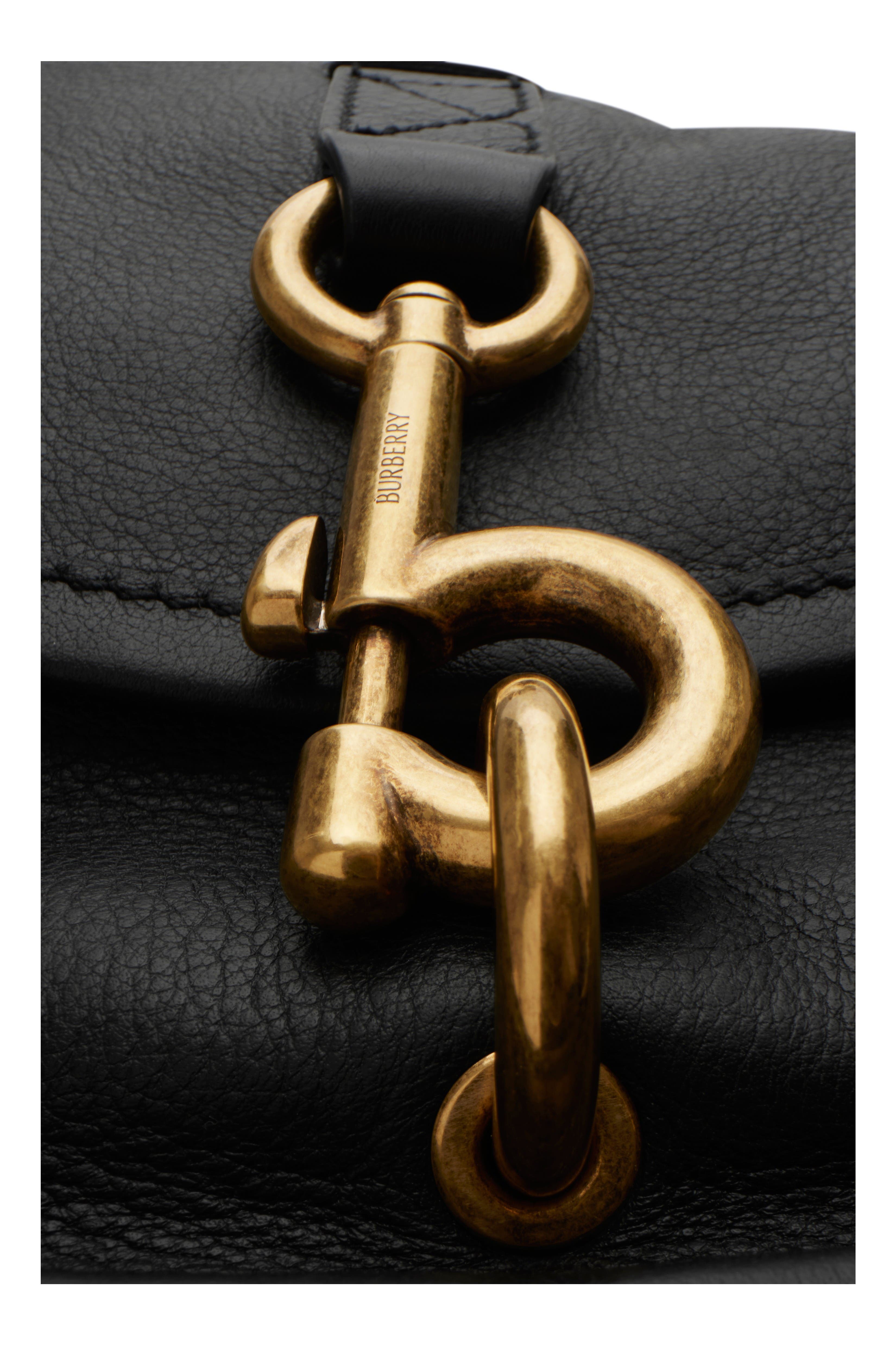 Burberry Small B Clip Messenger Bag, Alternate, color, Black