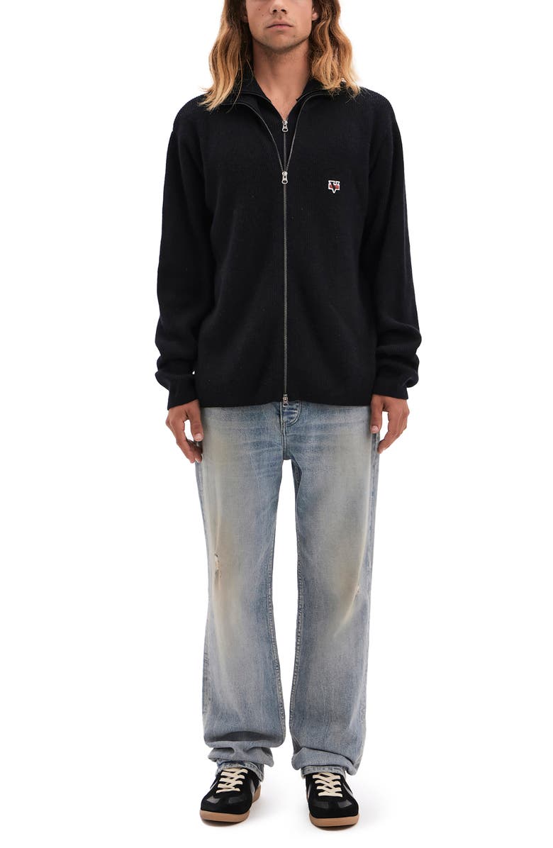 VAYDER Pisoni Double Zip Merino Wool & Cashmere Cardigan, Alternate, color, Black