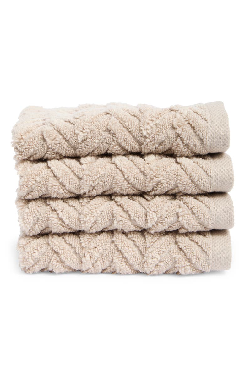 Matouk Seville 4-Piece Cotton Washcloths, Main, color, Alabaster