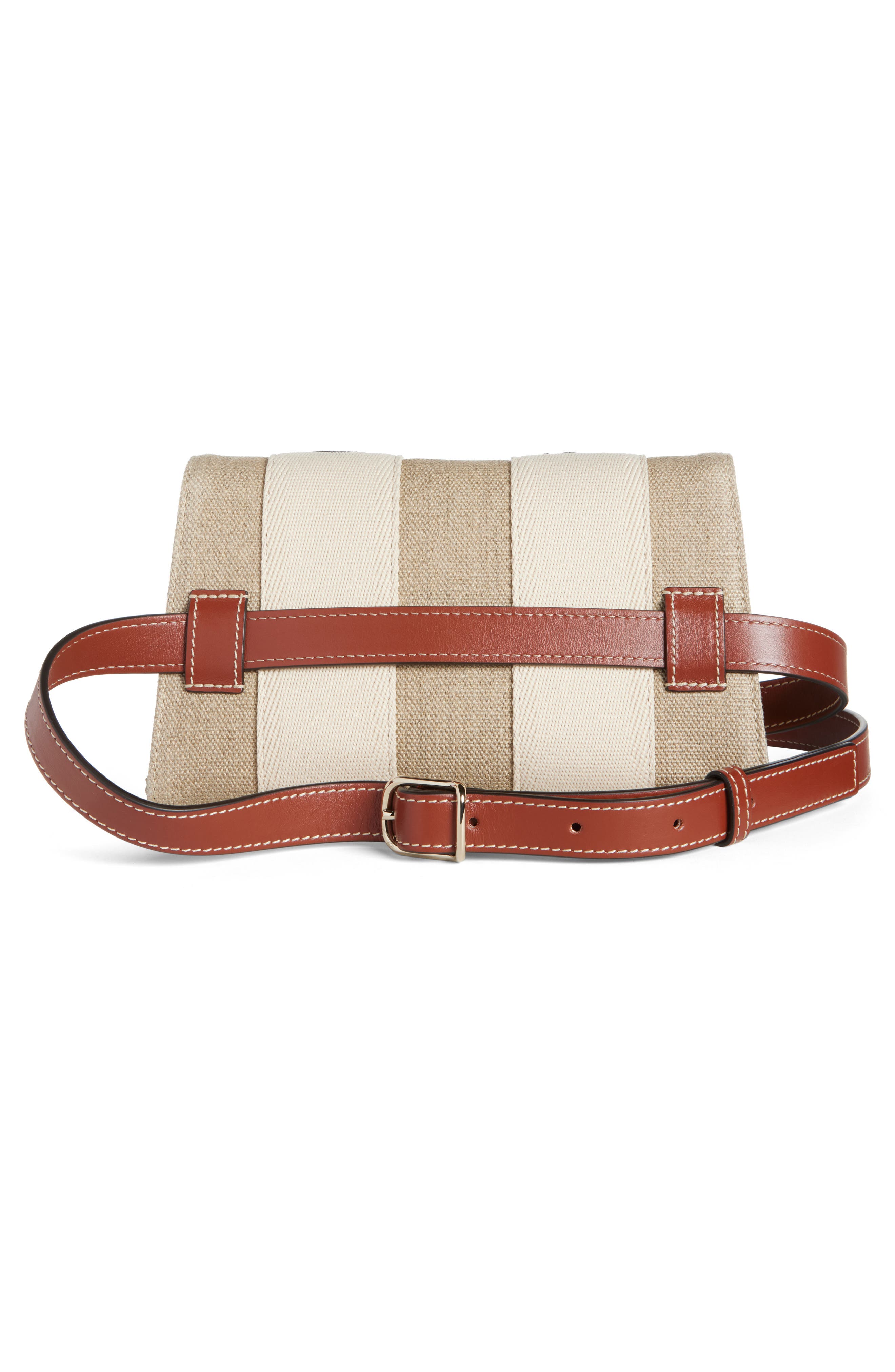 Small Woody Canvas Shoulder Bag, Alternate, color, WHITE - BROWN