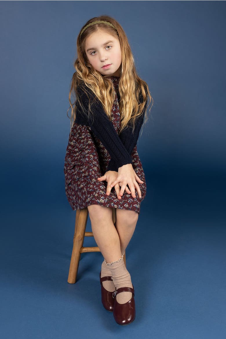 Looms Cable Pointelle Collection - Cardigan, Alternate, color, Navy