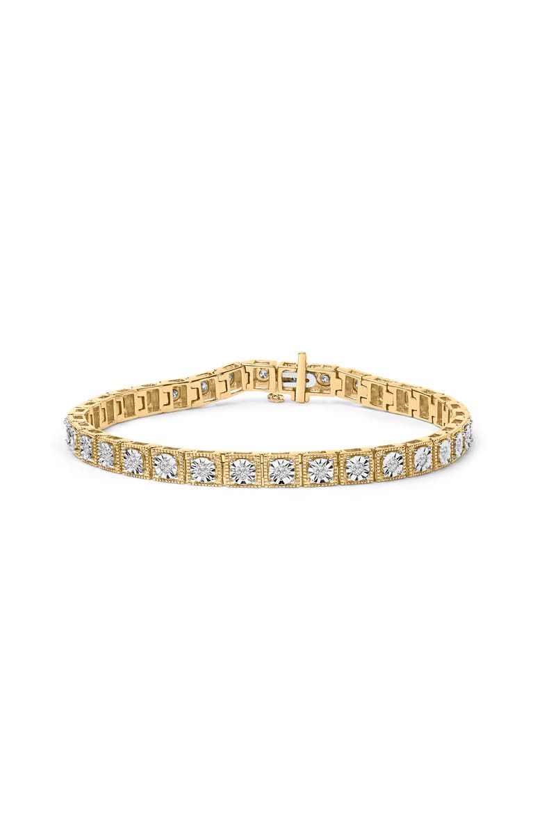 Haus of Brilliance 14K Yellow Gold Plated Silver 1.0 Cttw Diamond Milgrain Link Tennis Bracelet, Main, color, Yellow