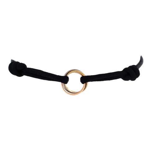 Trinity On Cord Bracelet Silk Cord with 18K Tricolor Gold