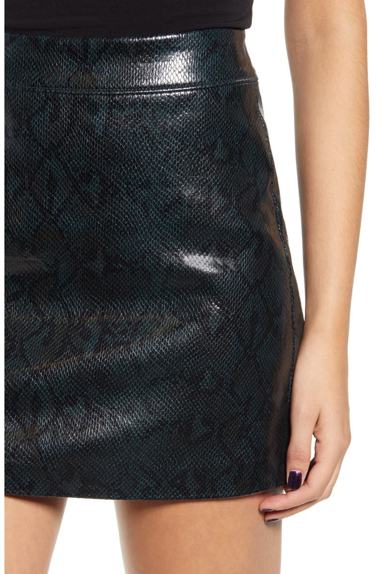 Faux Leather Miniskirt, Alternate, color, SLYTHERIN