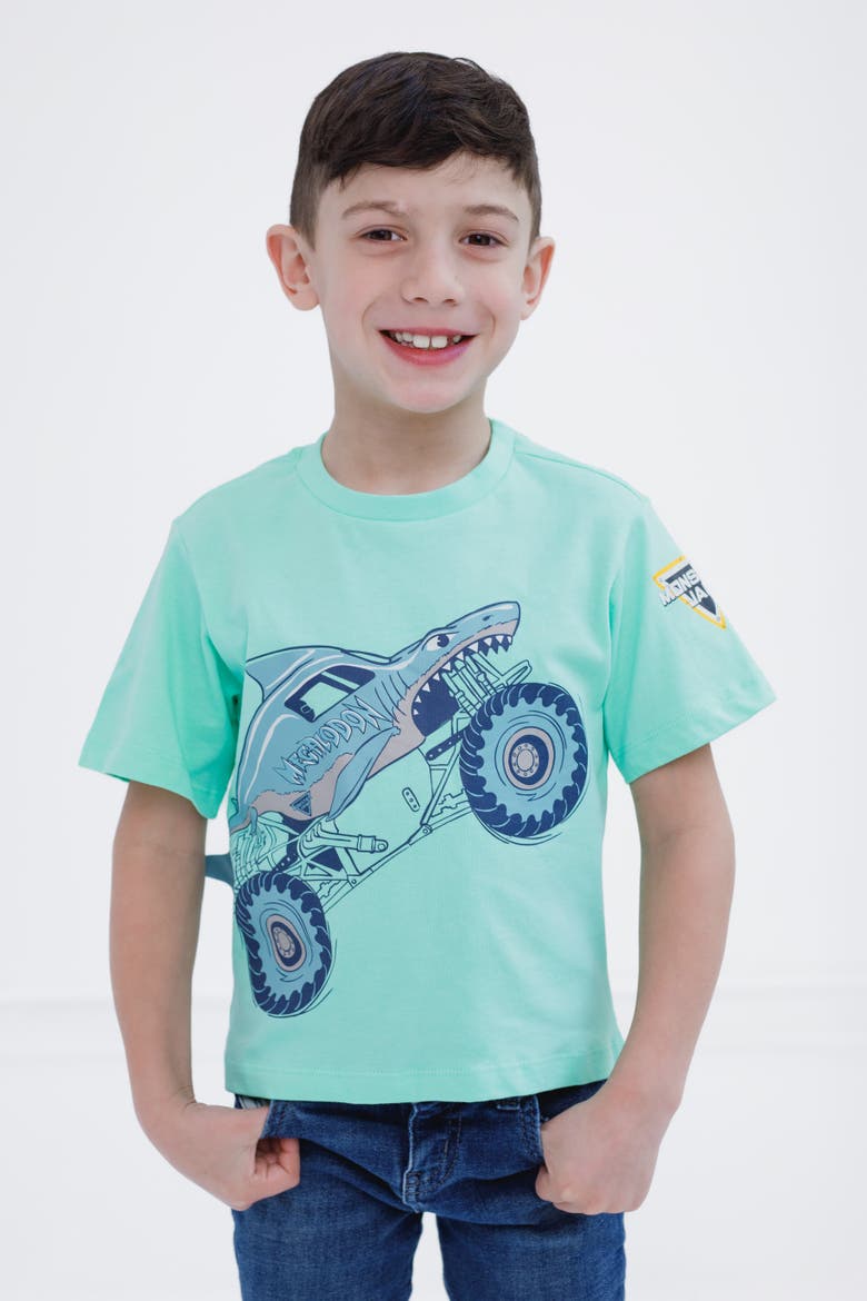 3D Novelty Short Sleeve T-Shirt, Alternate, color, Aqua Megalodon