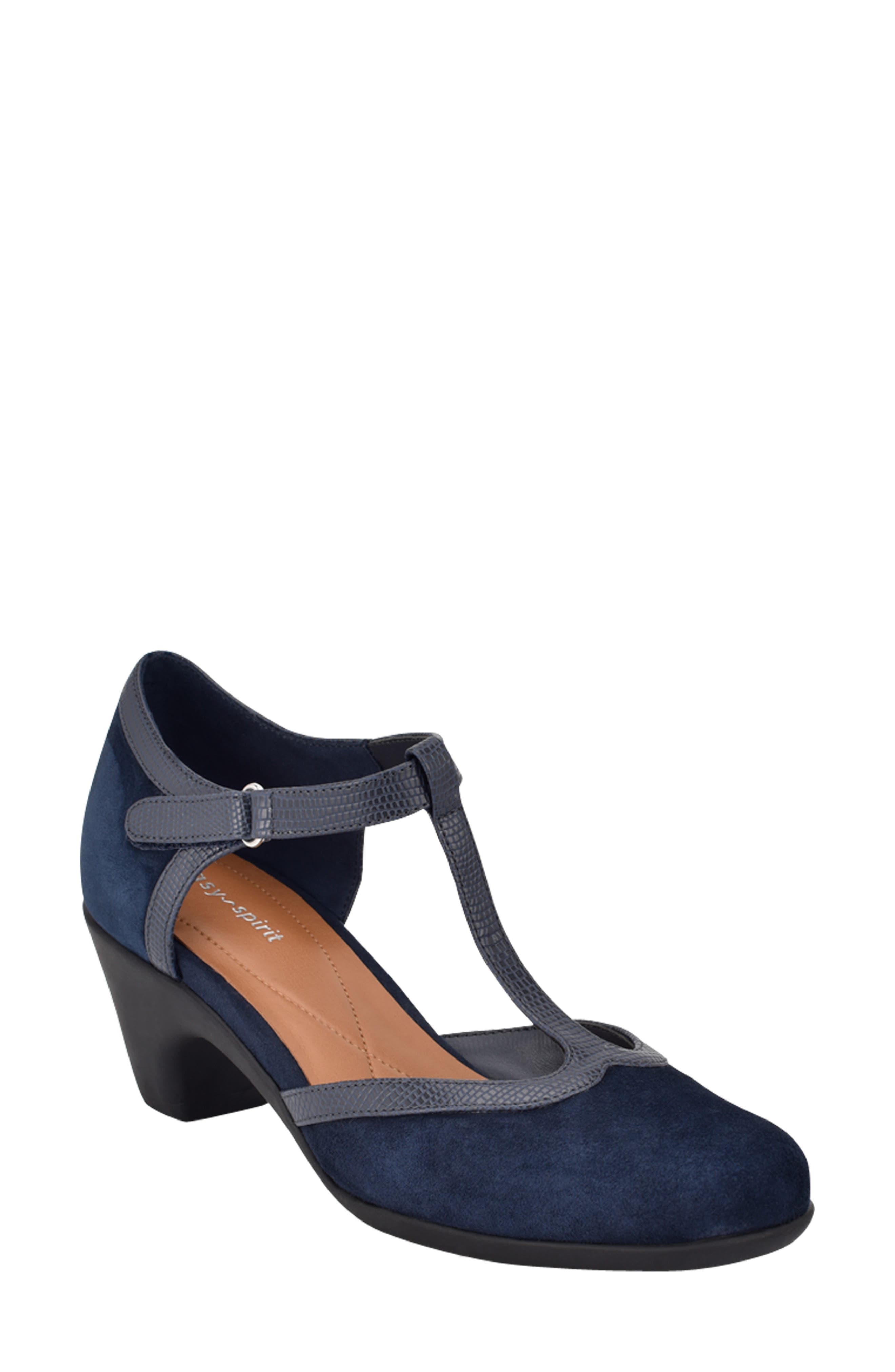 Easy Spirit Cara T-Strap Pump, Main, color, Navy