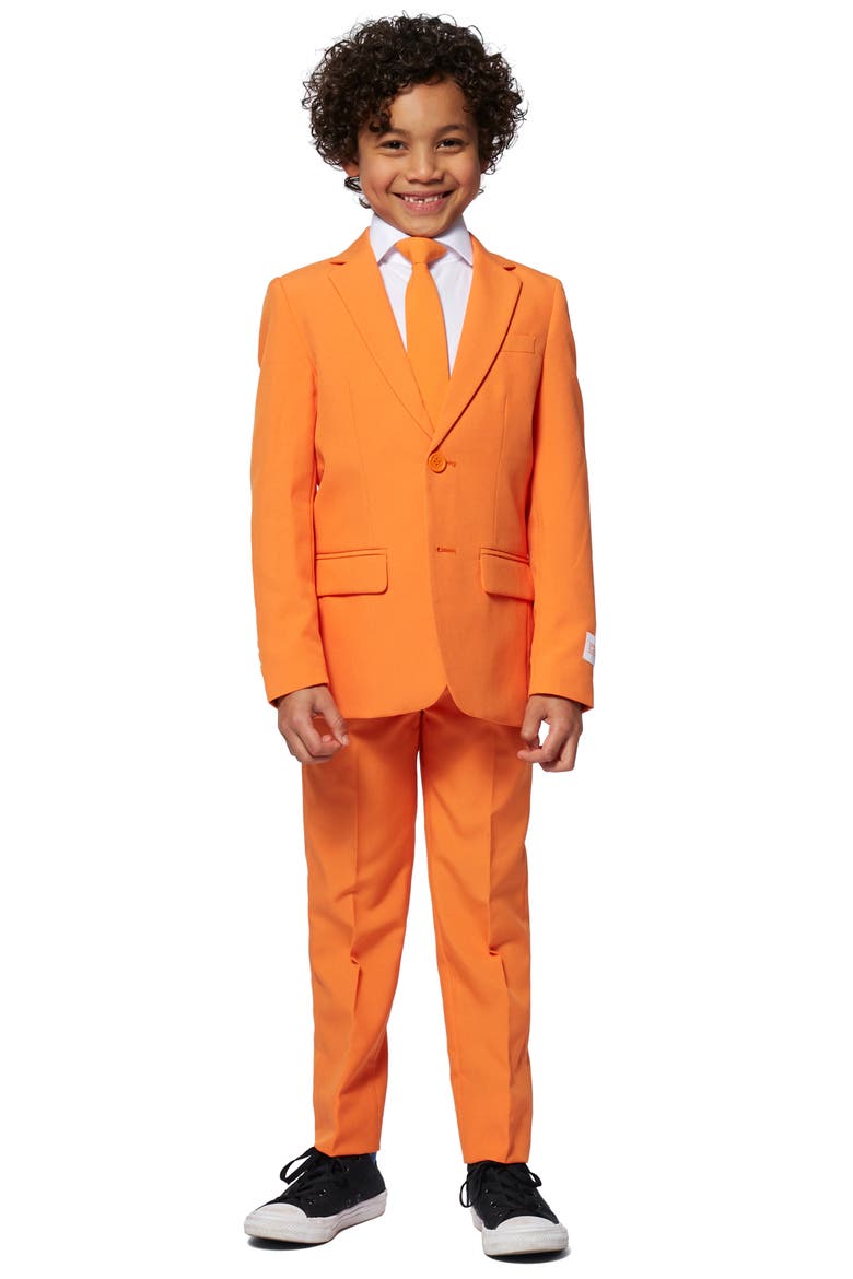 The Orange Two-Piece Suit with Tie, Main, color, ORANGE