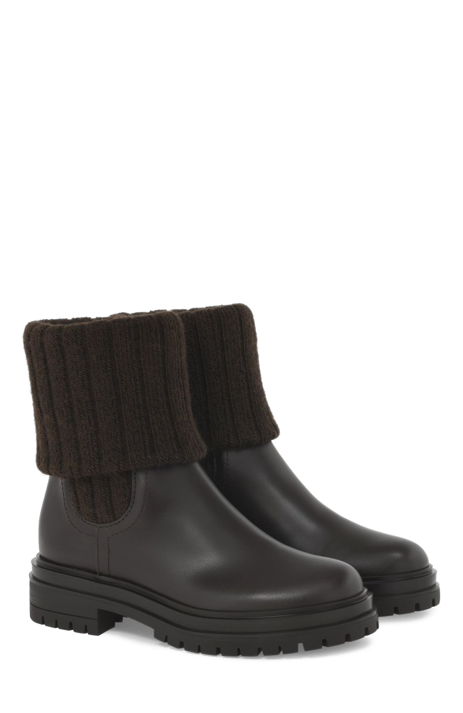 Gianvito Rossi Tenney Bootie, Alternate, color, Brown Fabric And Nappa