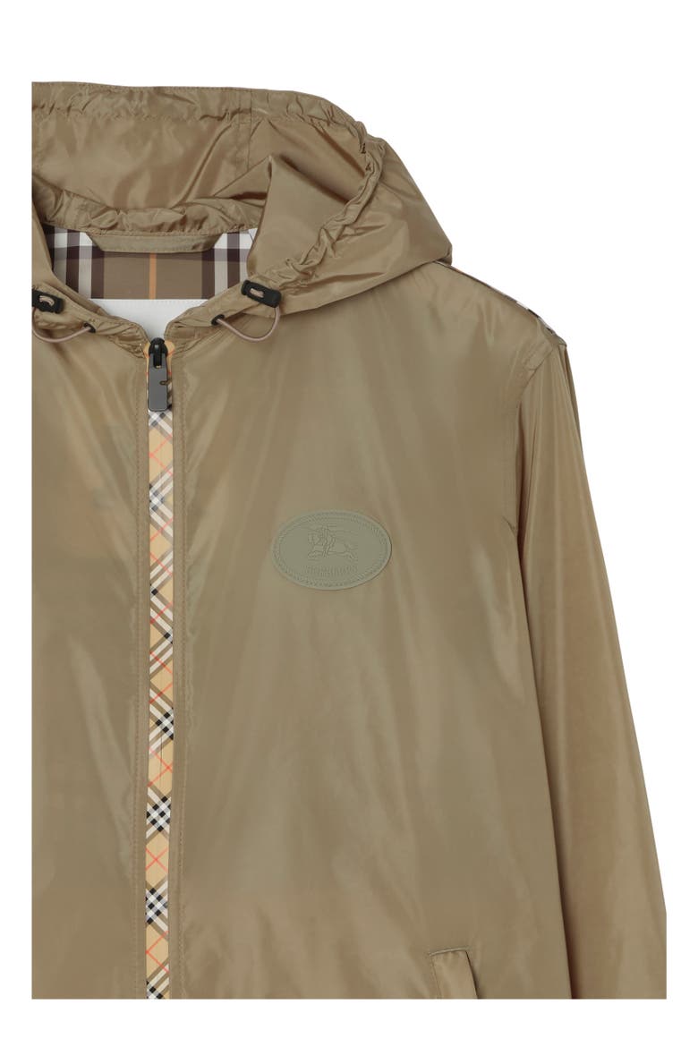 Check Trim Nylon Newport Hooded Jacket, Alternate, color, FINCH BROWN
