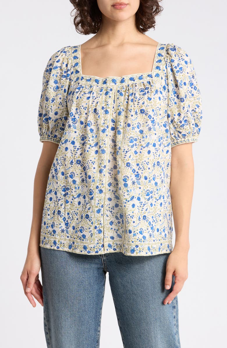 MAX STUDIO Puff Sleeve Top, Main, color, Ecru Petals