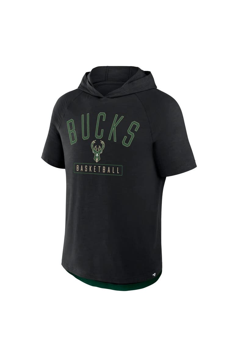 Men's Fanatics Black Milwaukee Bucks Pass Legend Raglan Hoodie T-Shirt, Alternate, color, Black