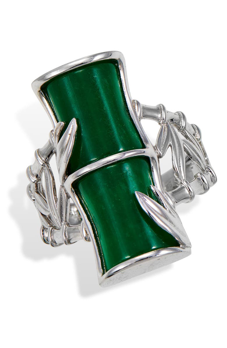 SAVVY CIE JEWELS Sterling Silver Jade Bamboo Textured Ring, Main, color, 