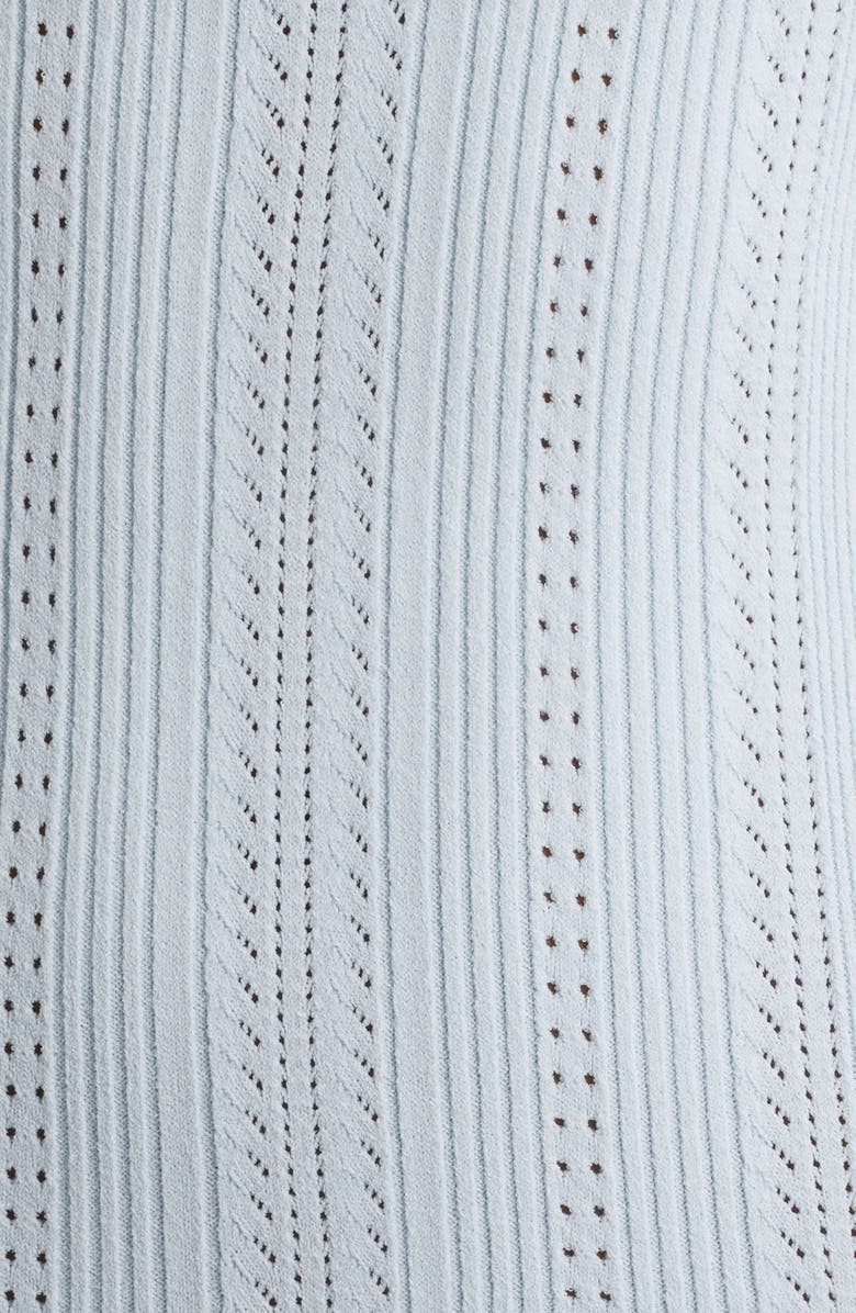 LoveShackFancy Seychelle Bow Long Sleeve Knit Minidress, Alternate, color, Icicle Blue