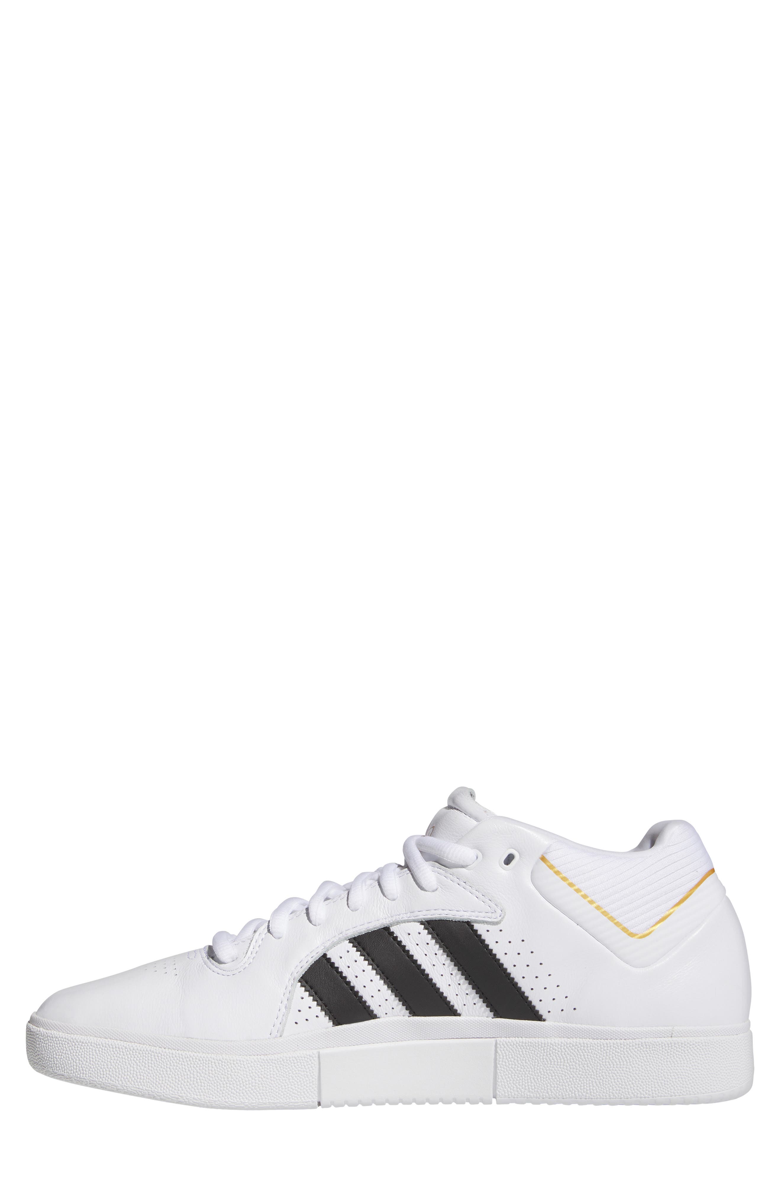 adidas Tyshawn Skateboarding Sneaker, Alternate, color, White/ Black/ Gold