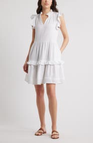 Caslon® Ruffle Duo Cotton Gauze Dress