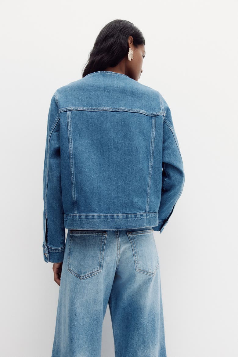 Collarless Trucker Jacket, Alternate, color, Denim blue