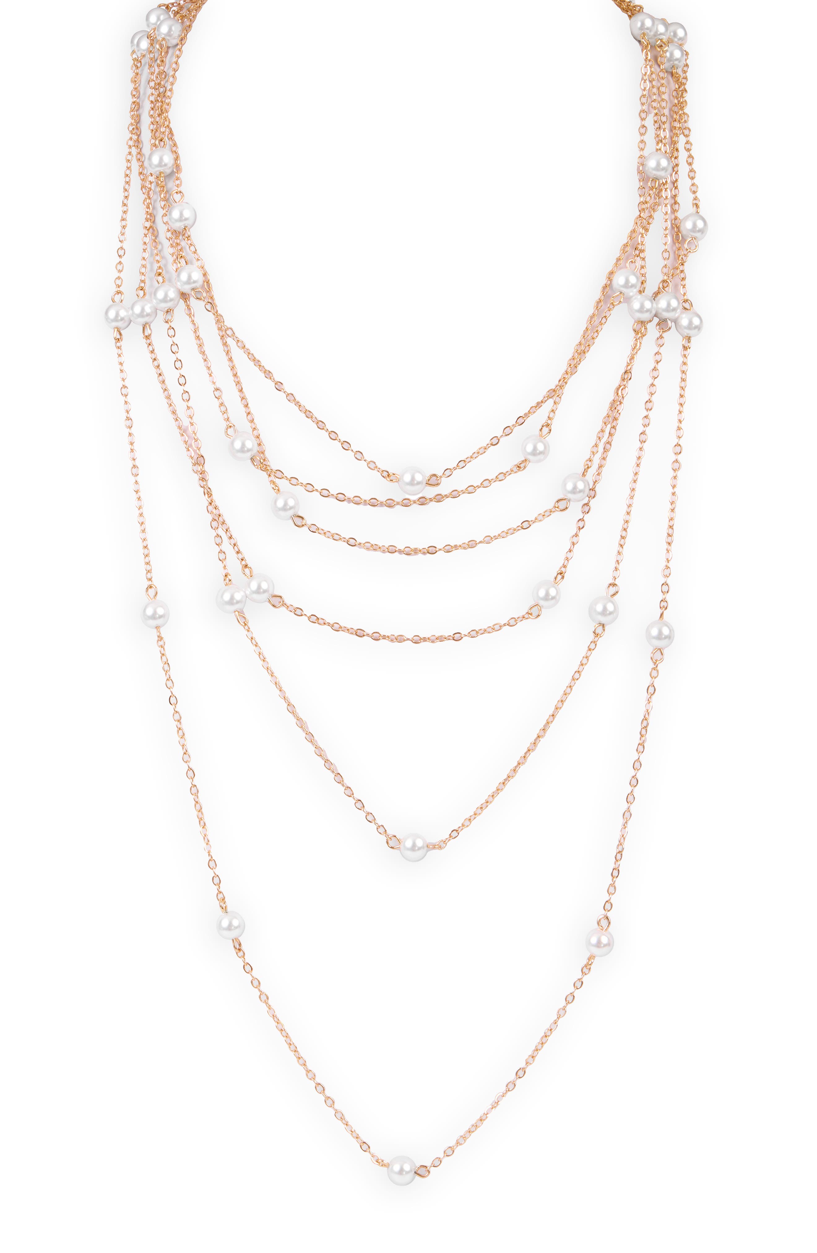 SAACHI Layered Faux Pearl Chain Necklace