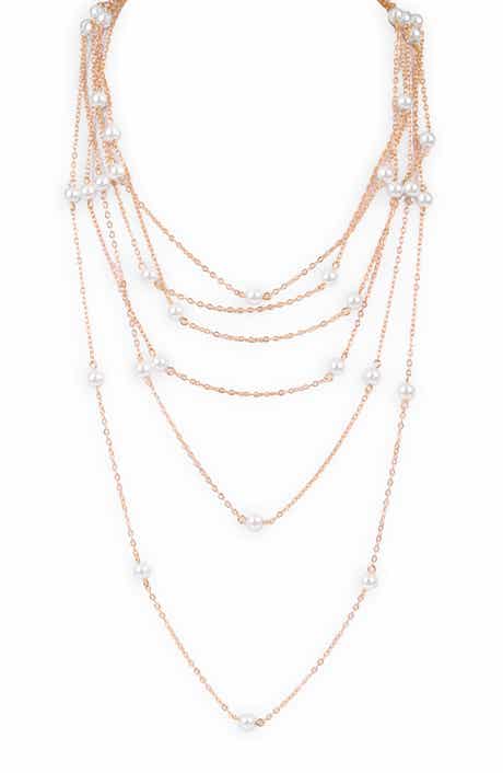 SAACHI Layered Faux Pearl Chain Necklace