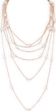 SAACHI Layered Faux Pearl Chain Necklace