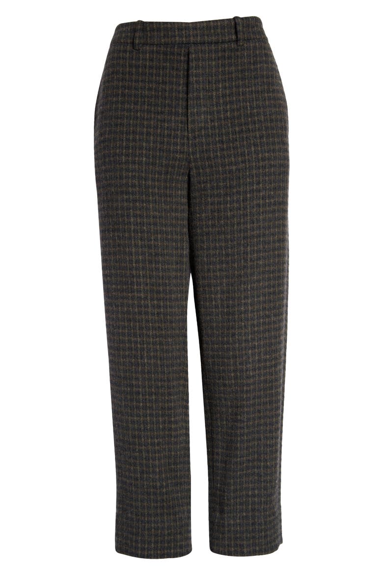 Check High Waist Crop Stretch Pants, Alternate, color, AZURE CHECK