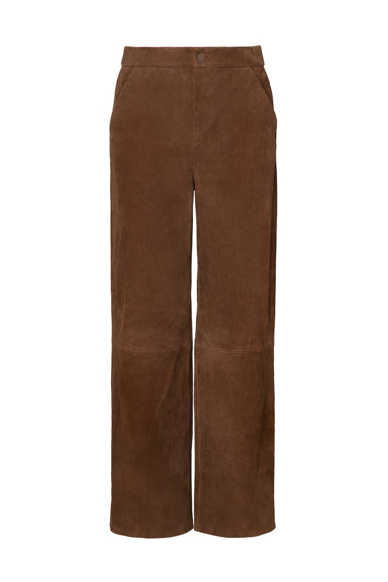 Felise High Rise Wide Leather Trousers, Alternate, color, Caramel