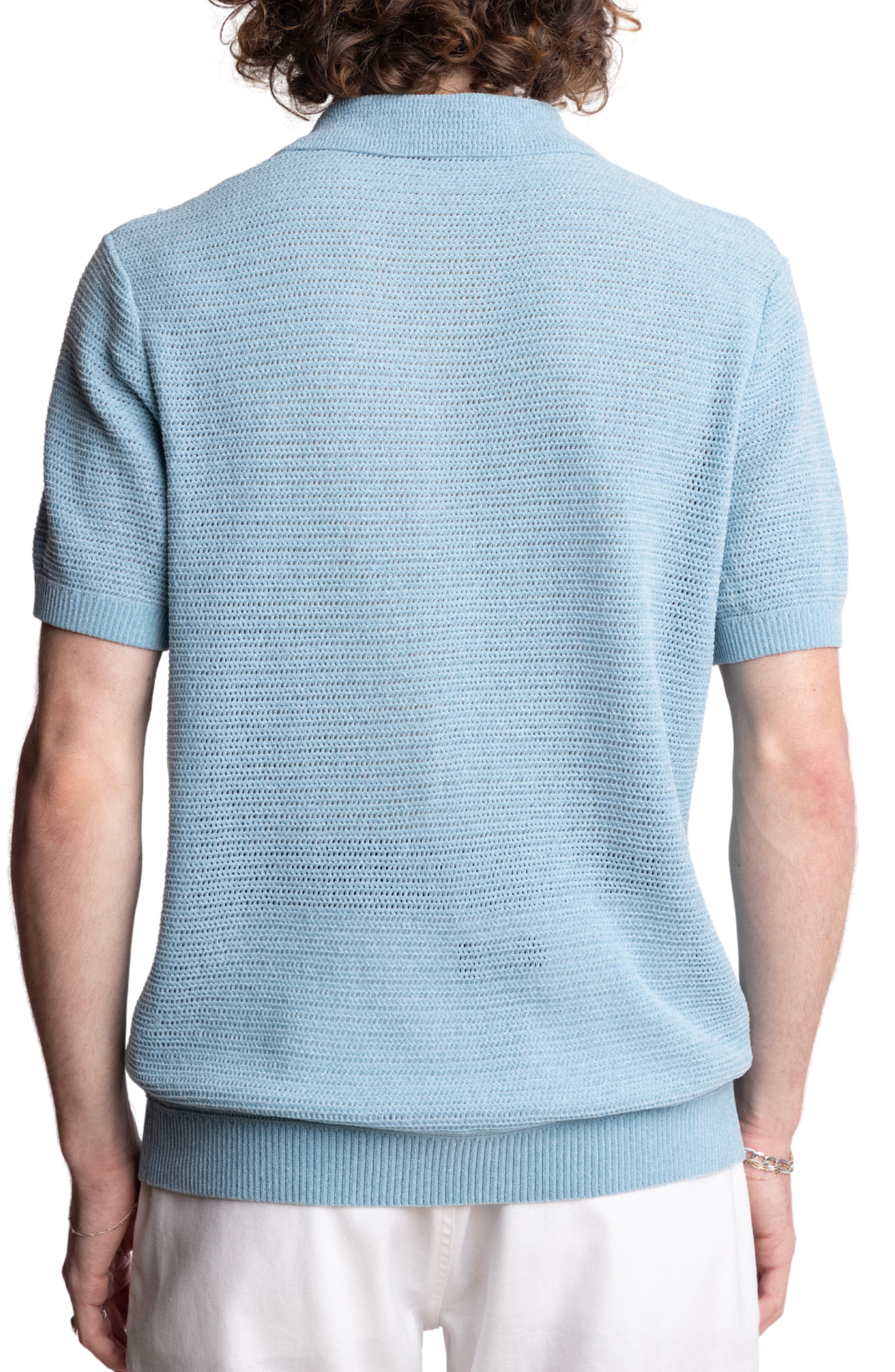 Open Knit Johnny Collar Polo - image 2
