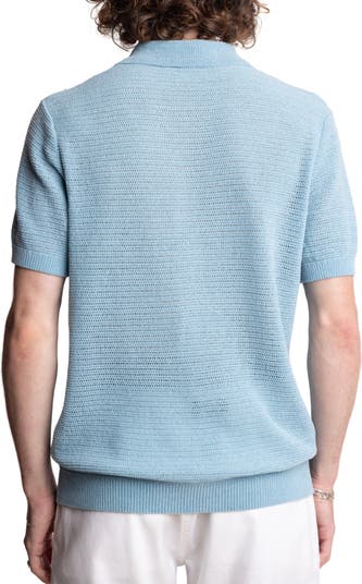 Open Knit Johnny Collar Polo