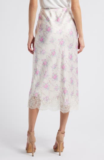 【LoveShackFancy 】Malina Skirt スカート ピンク LoveShackFancy Malina Floral Lace Hem Skirt | Nordstrom